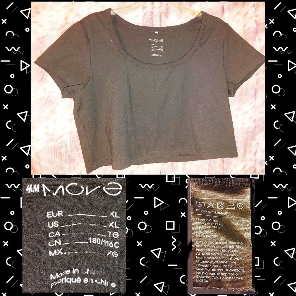 H&M Move brand Black Knit Crop Top Size XL